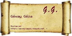 Gévay Géza névjegykártya